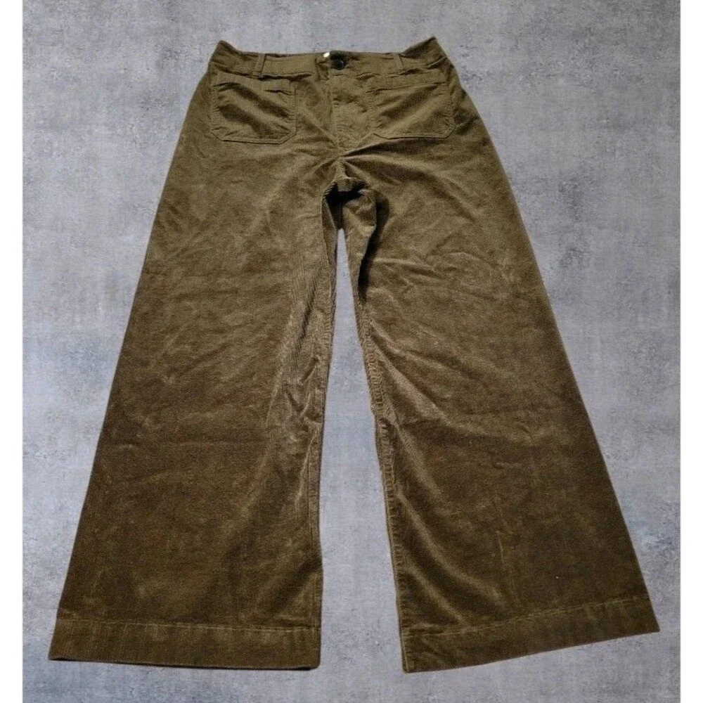 Anthropologie Maeve The Colette Wide Leg Velvet Corduroy Brown Pants 34 Women's - Picture 2 of 15